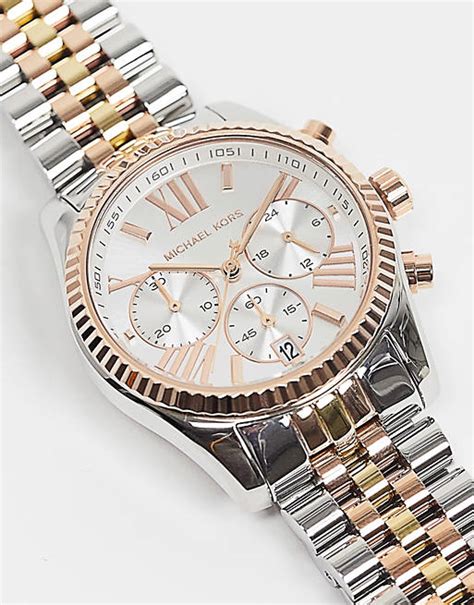 michael kors mk5735 lexington bracelet watch in mixed metal|michael kors lexington chronograph.